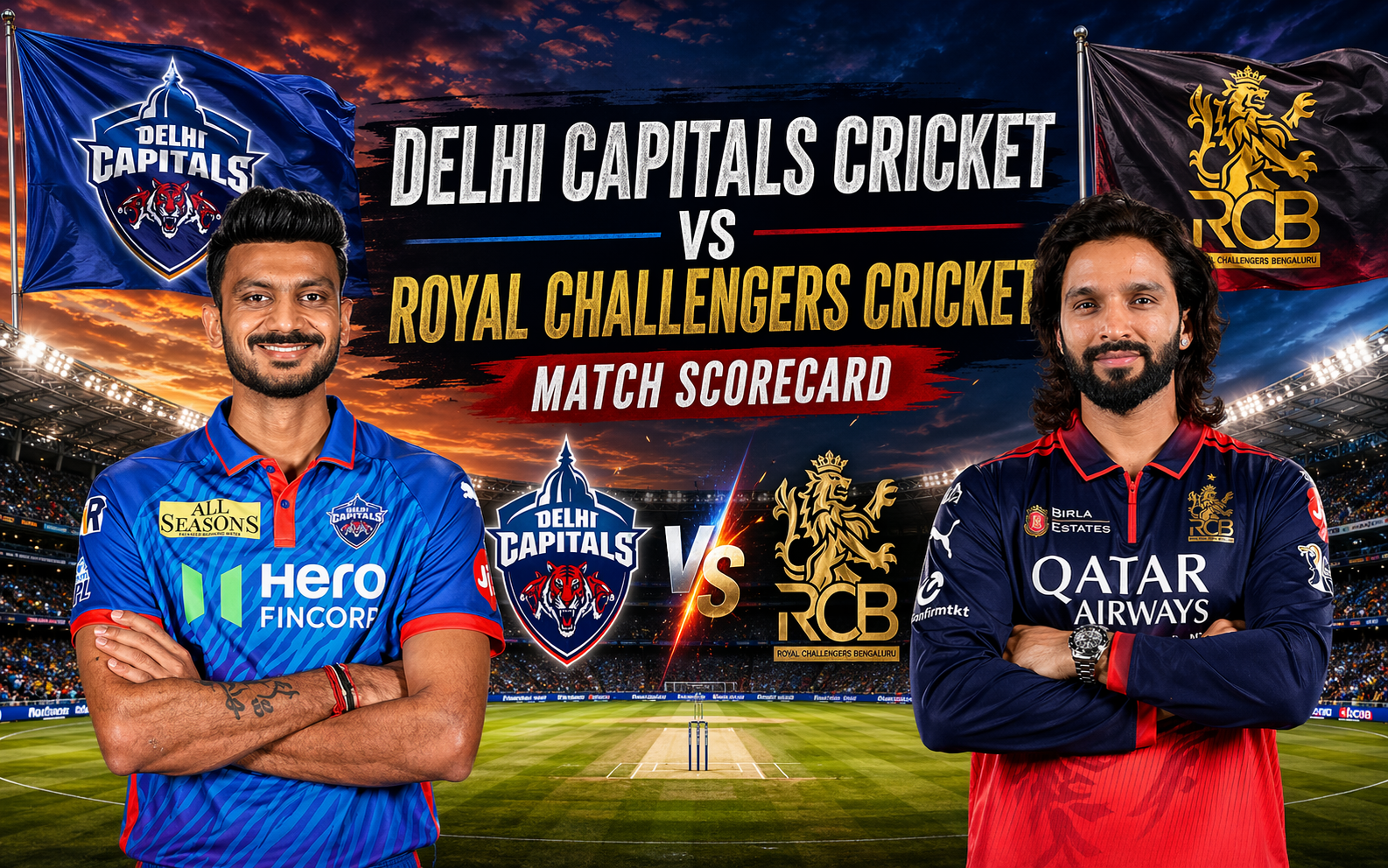 Delhi Capitals Cricket Vs Royal Challengers Cricket Match Scorecard